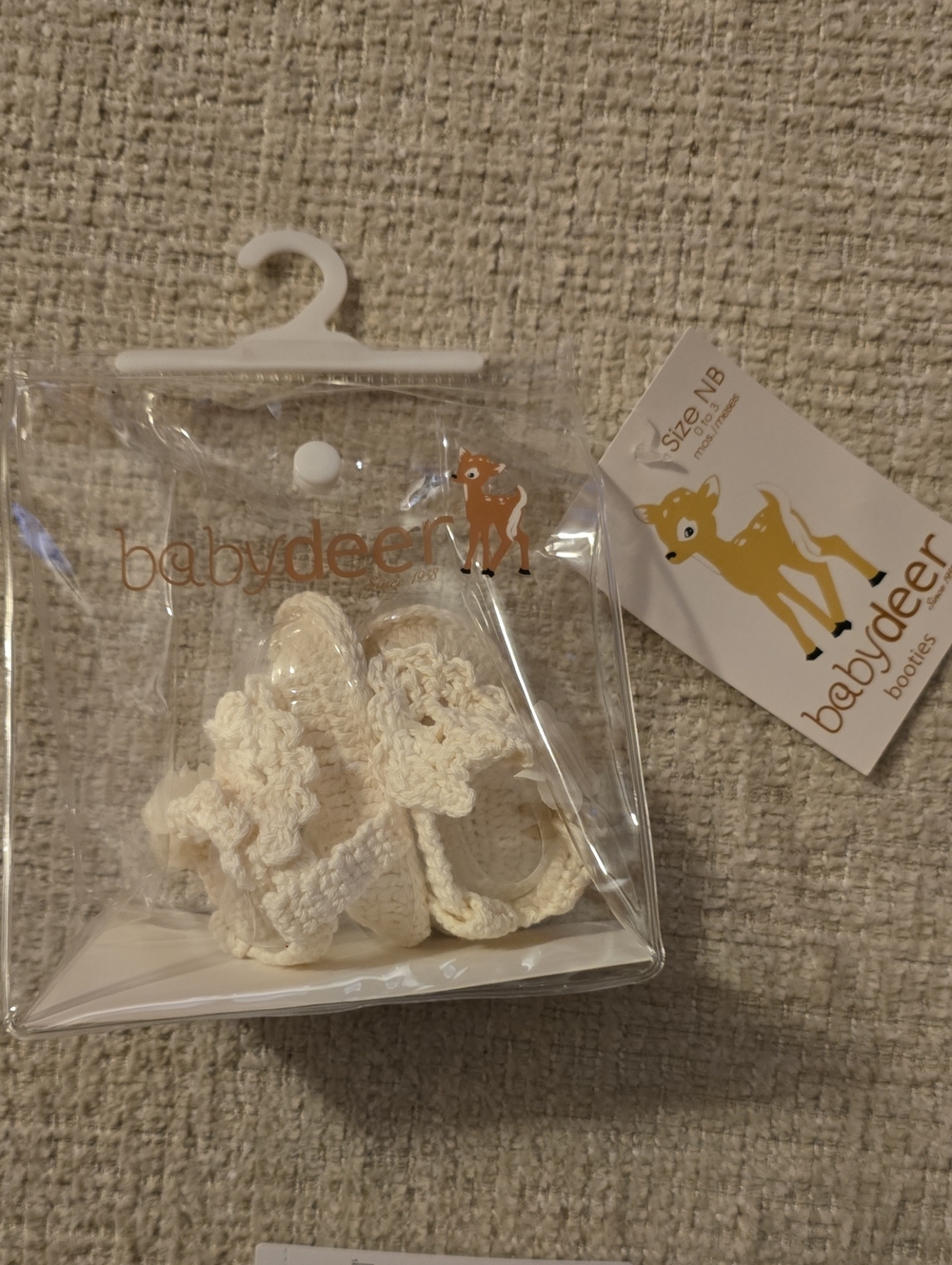 Baby Deer Cream Crochet Baby Booties - Cream